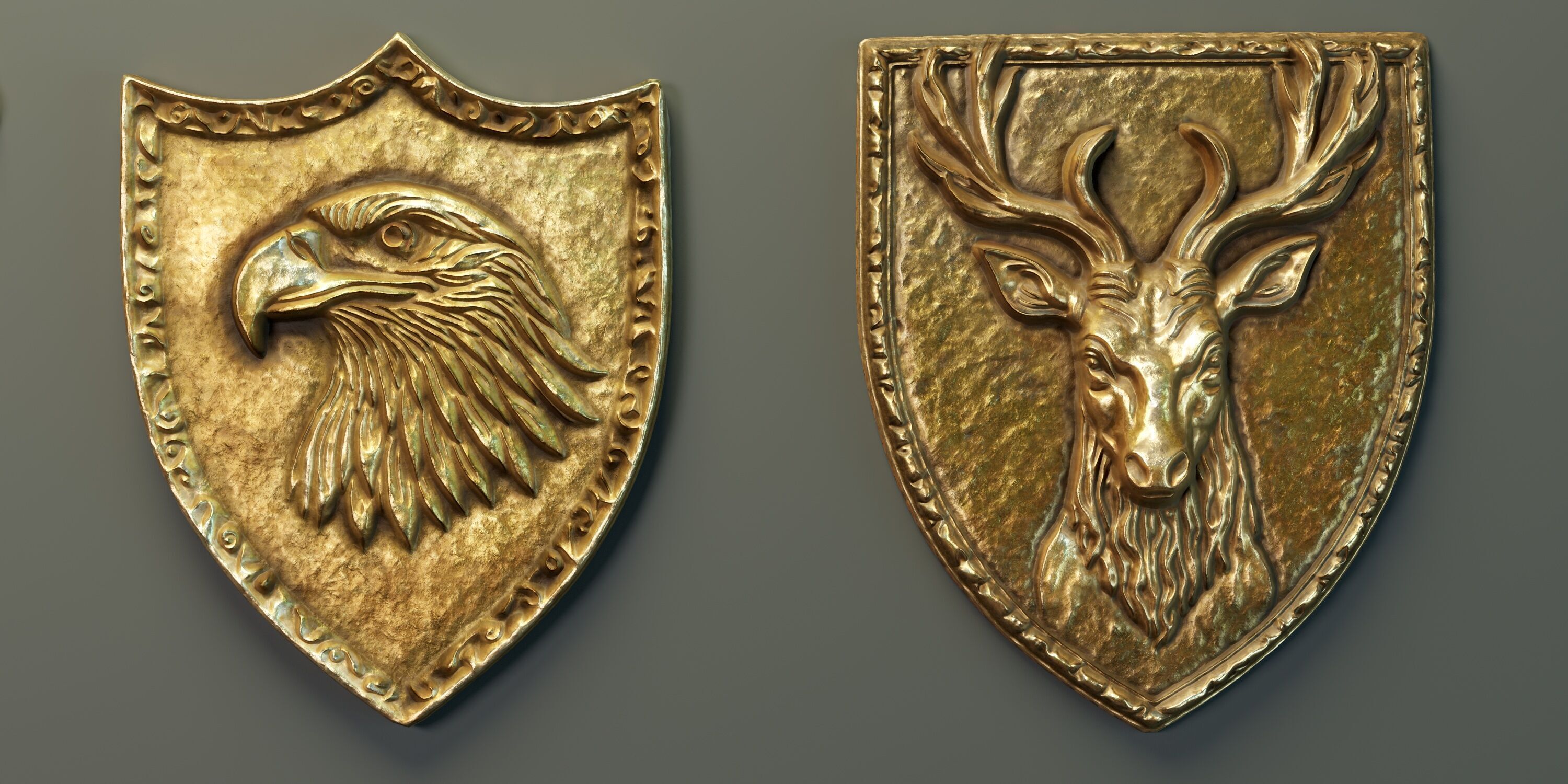 Heraldic Emblem Set PBR Low-poly 3D model_6