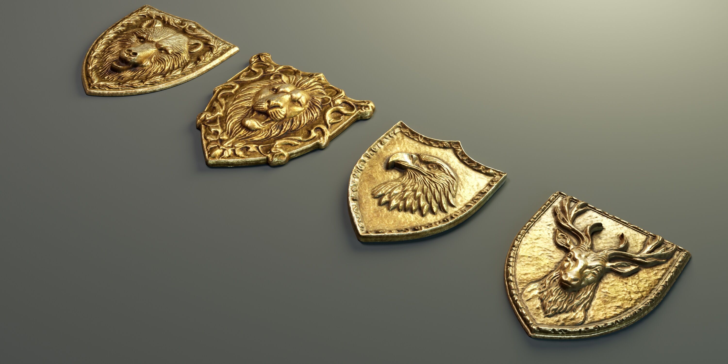 Heraldic Emblem Set PBR Low-poly 3D model_3