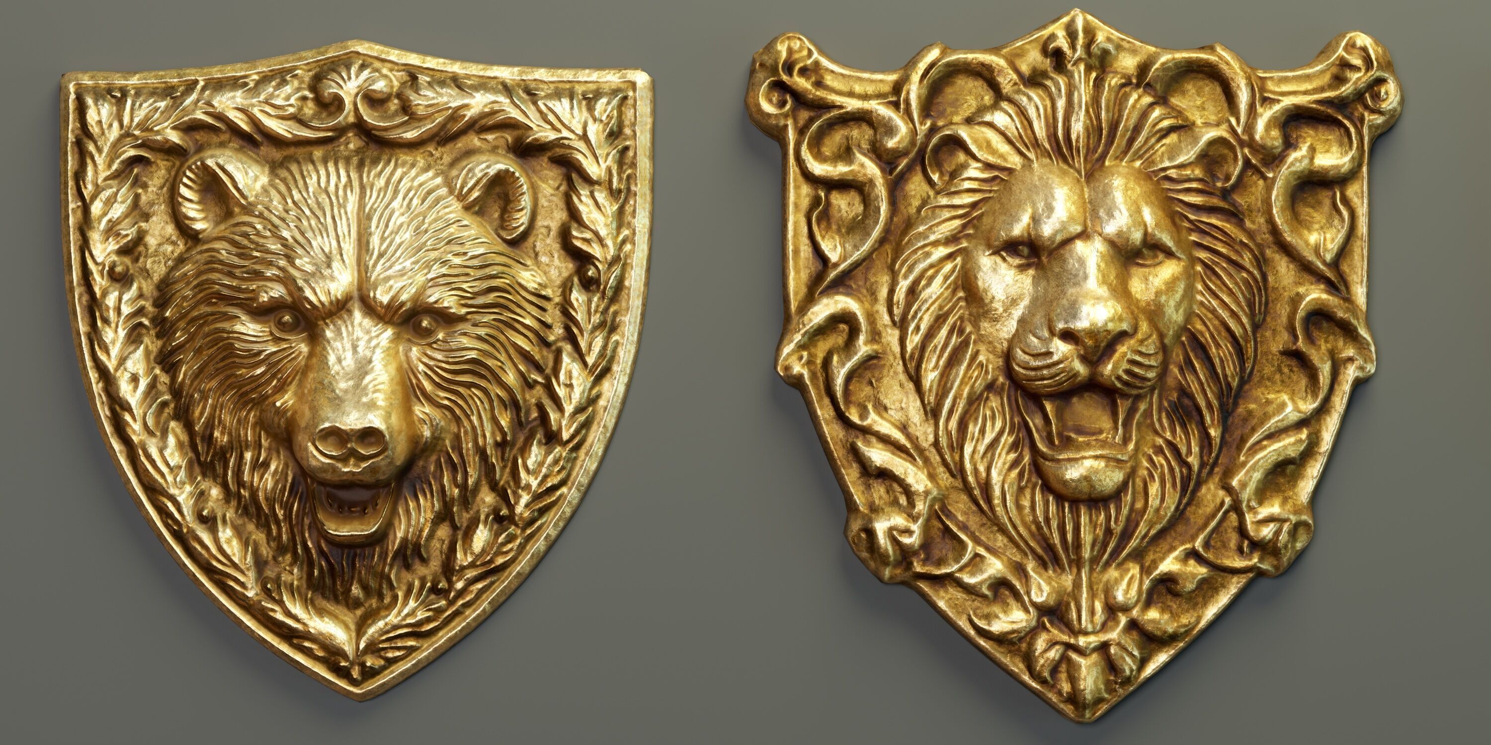 Heraldic Emblem Set PBR Low-poly 3D model_5