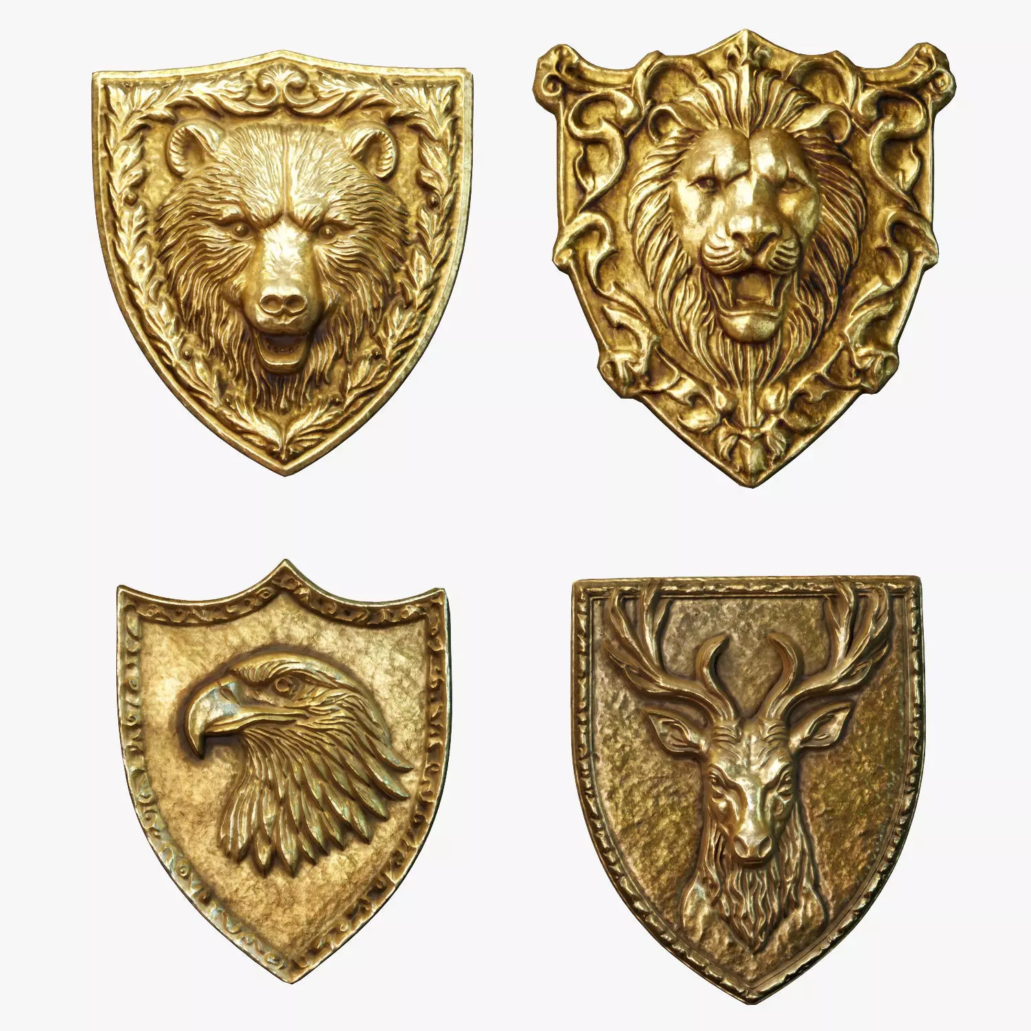 Heraldic Emblem Set PBR Low-poly 3D model_0