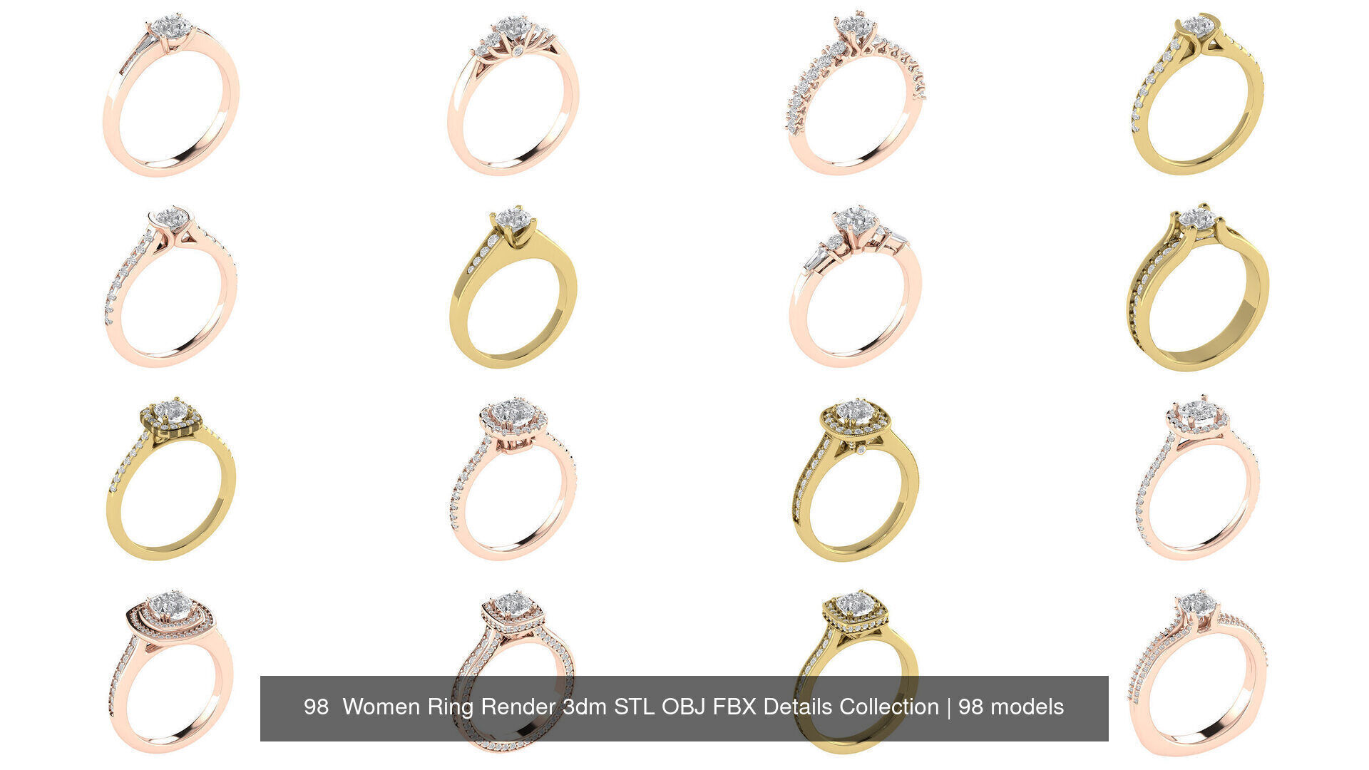 98 Women Ring Render 3dm STL OBJ FBX Details Collection _4