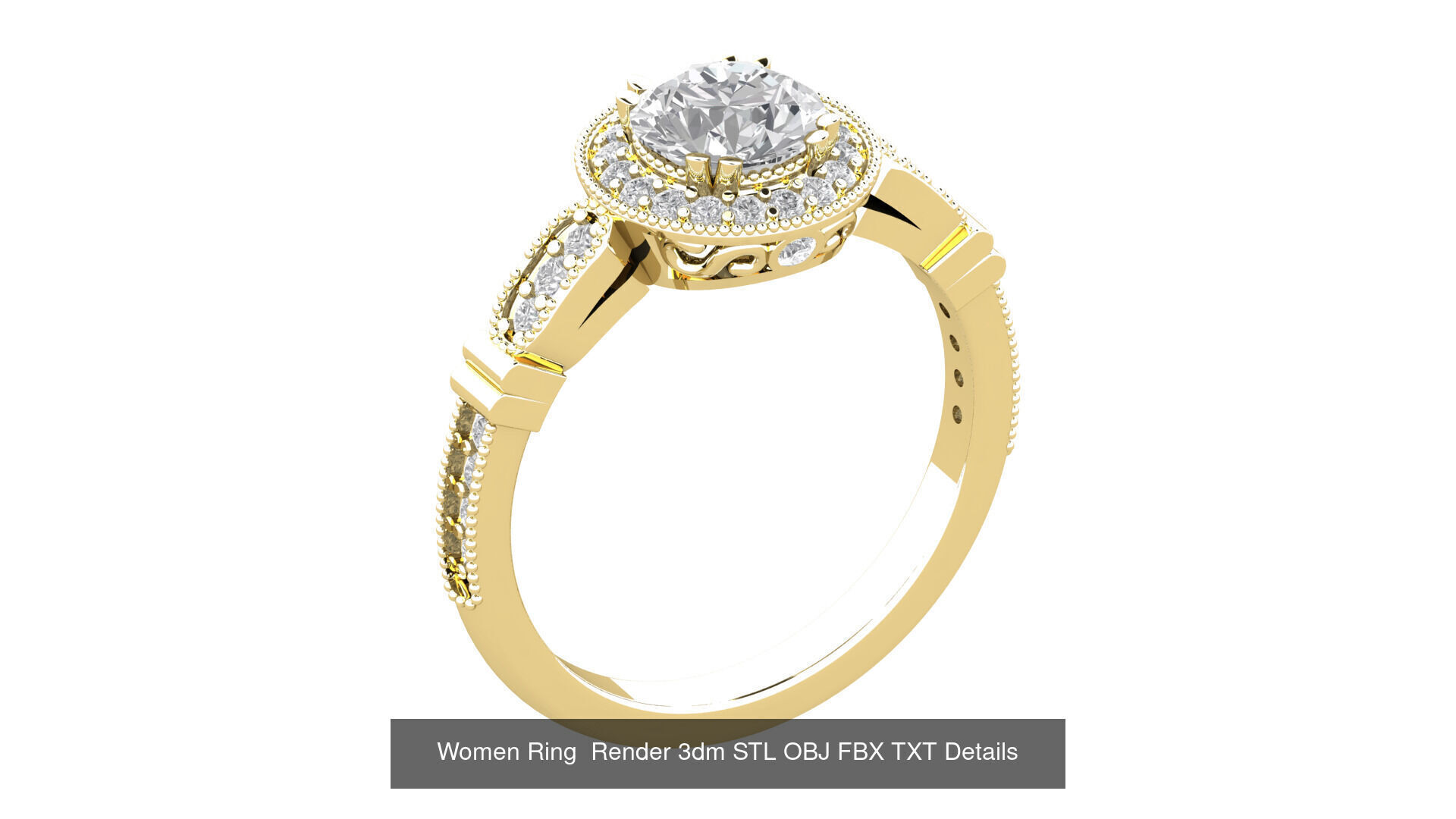 98 Women Ring Render 3dm STL OBJ FBX Details Collection _65