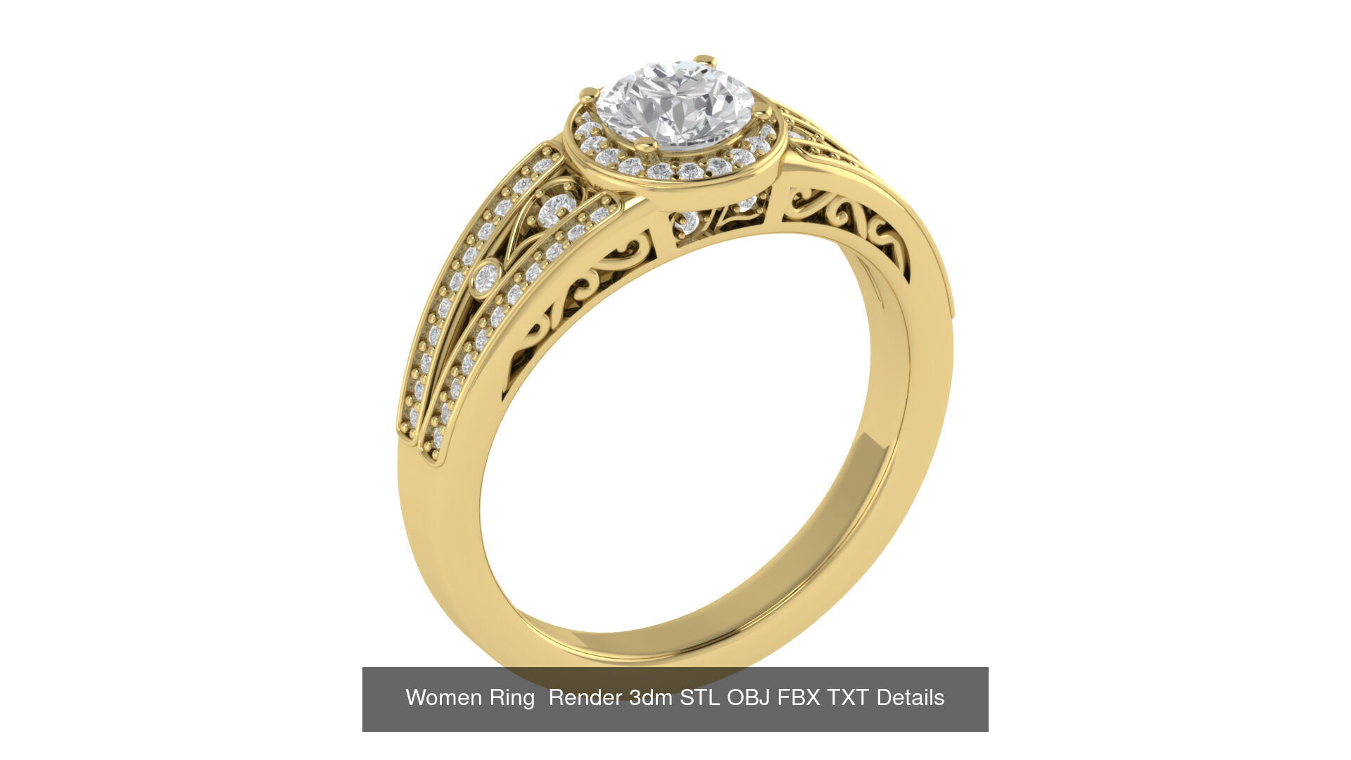 98 Women Ring Render 3dm STL OBJ FBX Details Collection _67