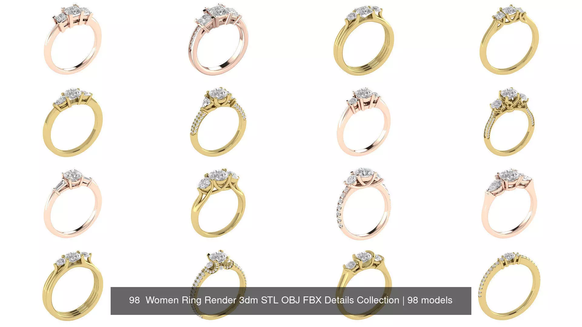 98 Women Ring Render 3dm STL OBJ FBX Details Collection _1
