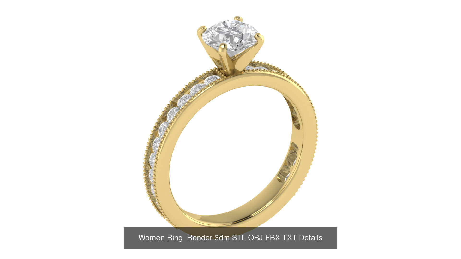98 Women Ring Render 3dm STL OBJ FBX Details Collection _40