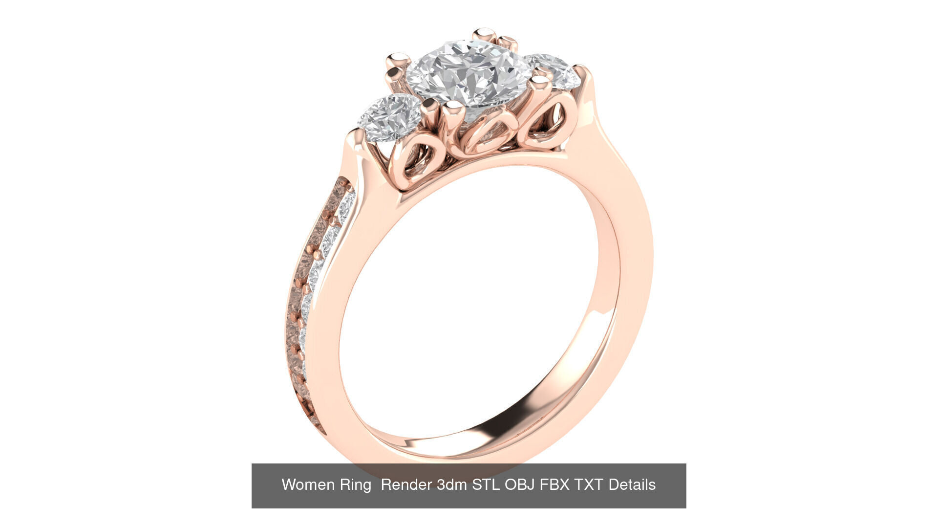 98 Women Ring Render 3dm STL OBJ FBX Details Collection _38