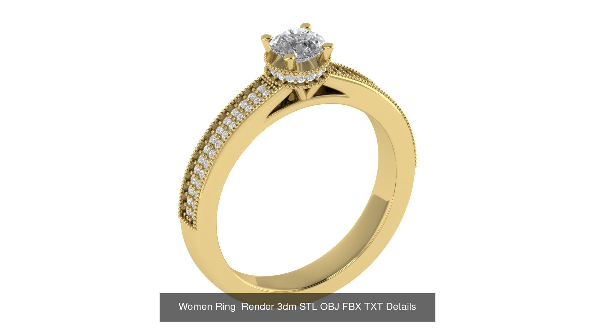 98 Women Ring Render 3dm STL OBJ FBX Details Collection _86