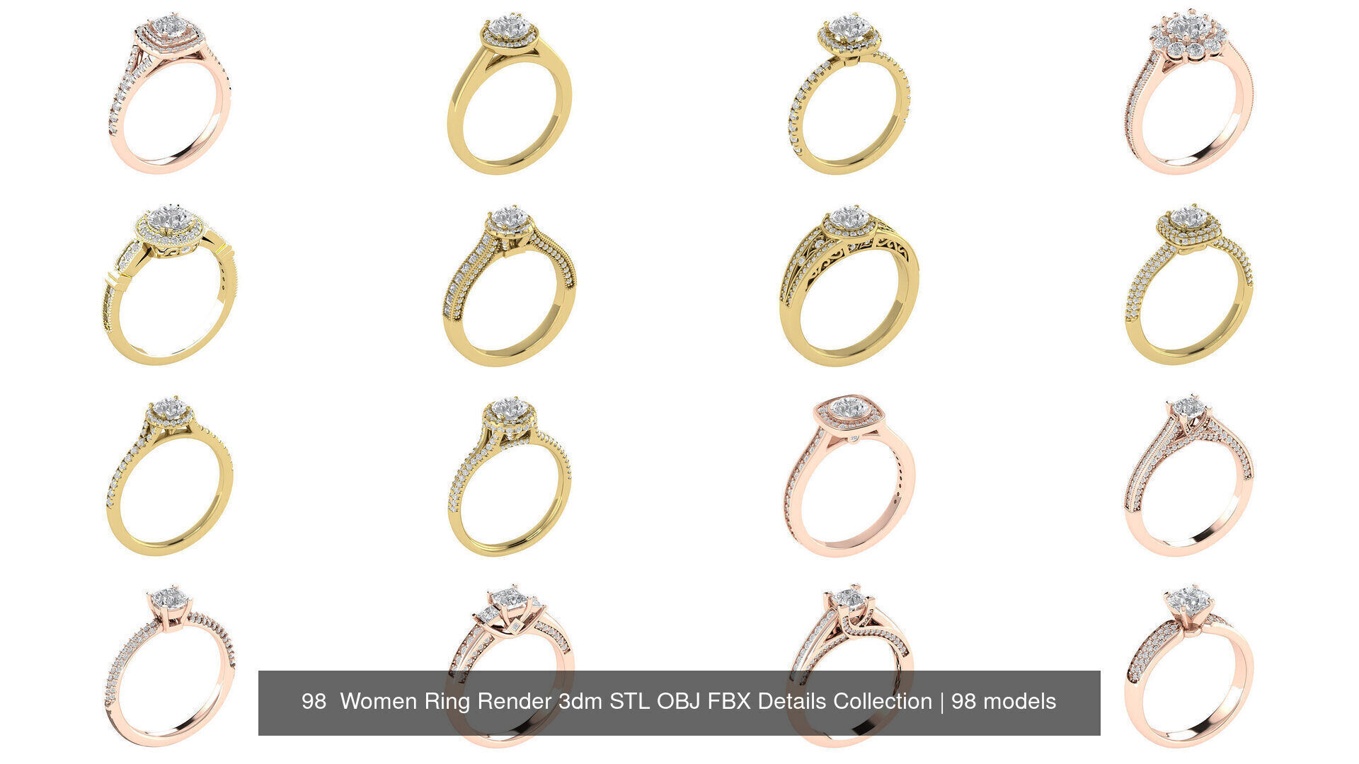 98 Women Ring Render 3dm STL OBJ FBX Details Collection _6