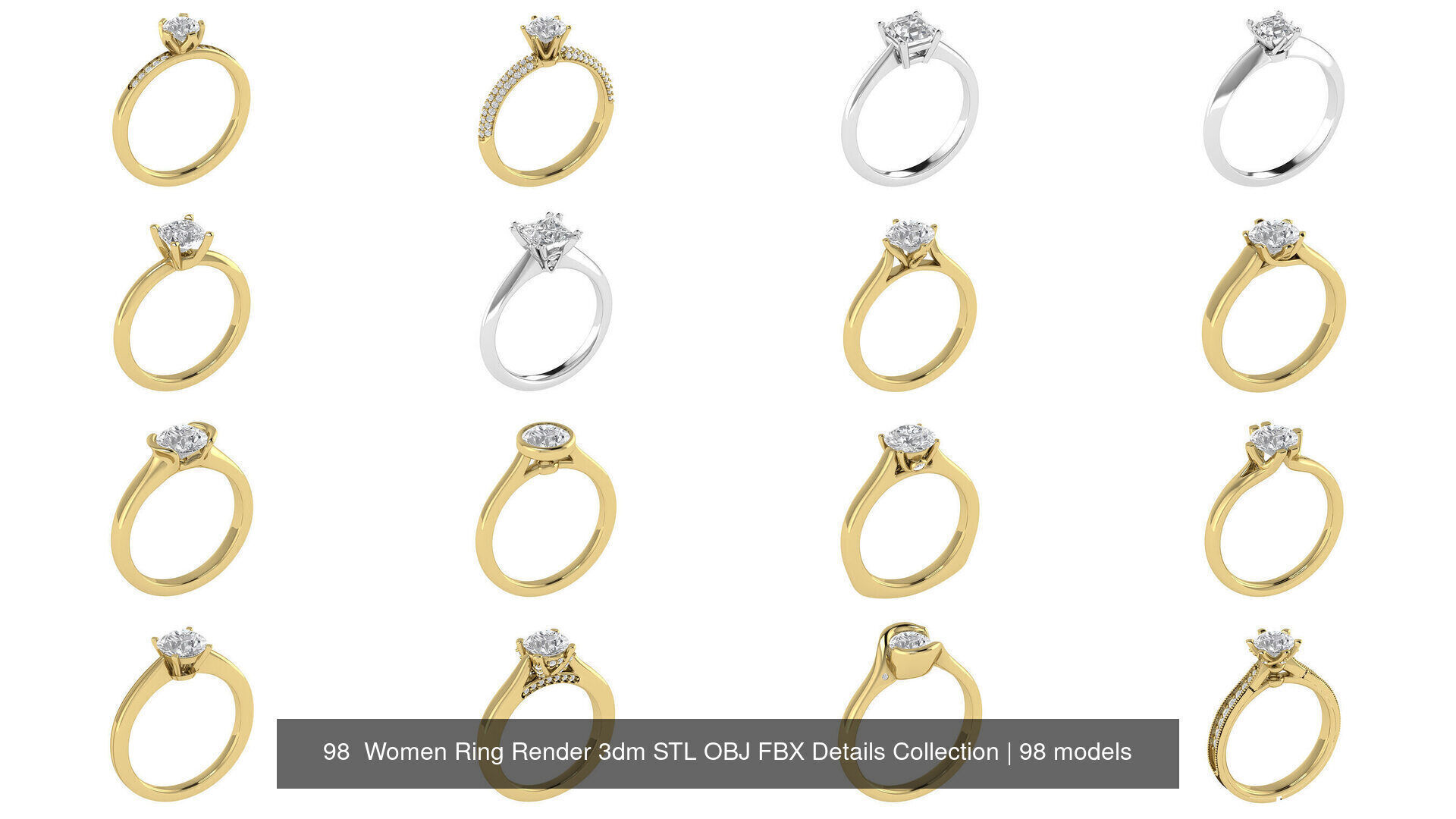 98 Women Ring Render 3dm STL OBJ FBX Details Collection _10