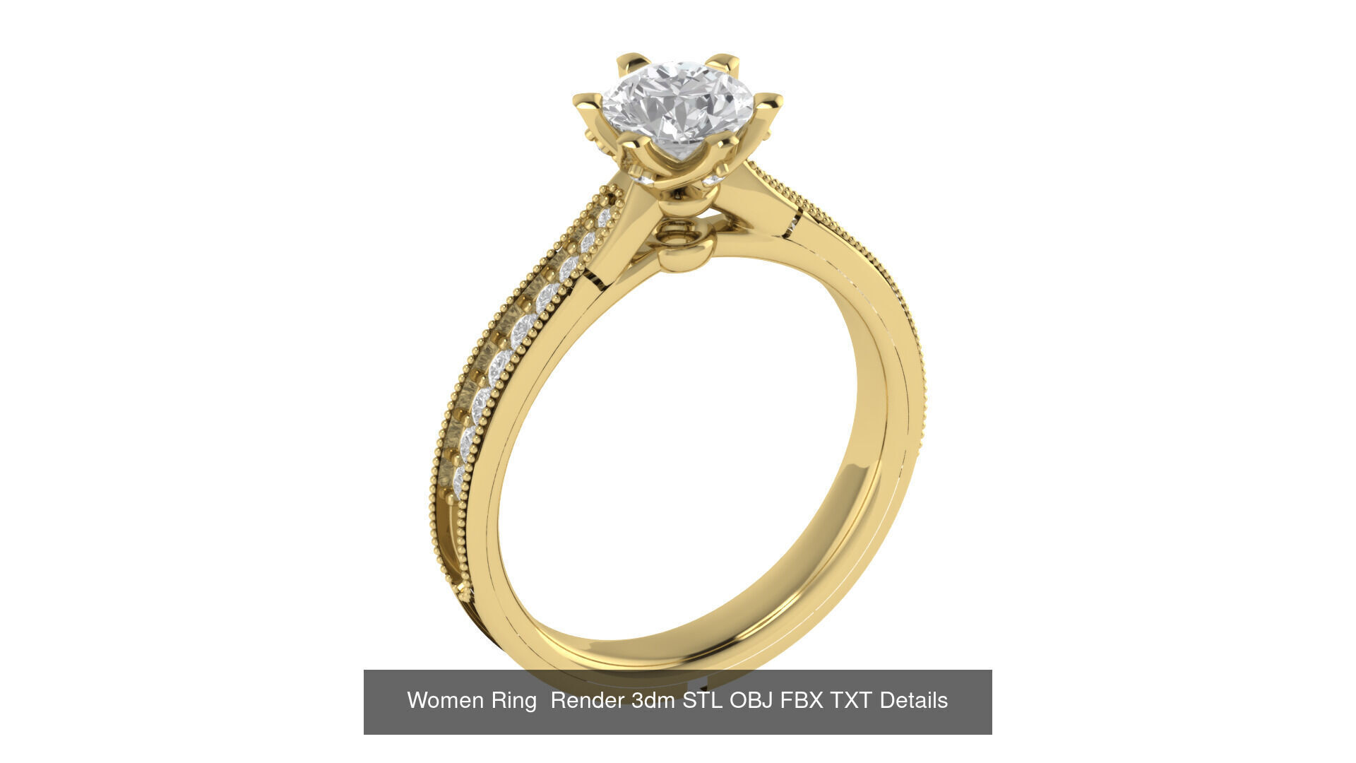 98 Women Ring Render 3dm STL OBJ FBX Details Collection _108
