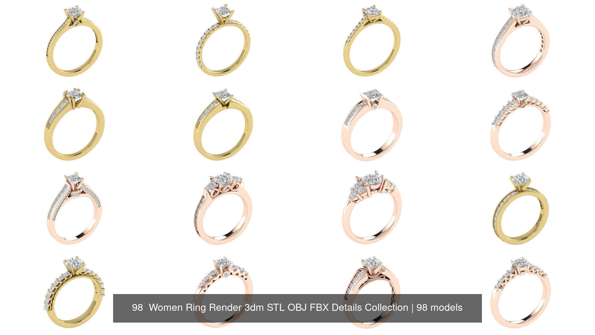 98 Women Ring Render 3dm STL OBJ FBX Details Collection _2