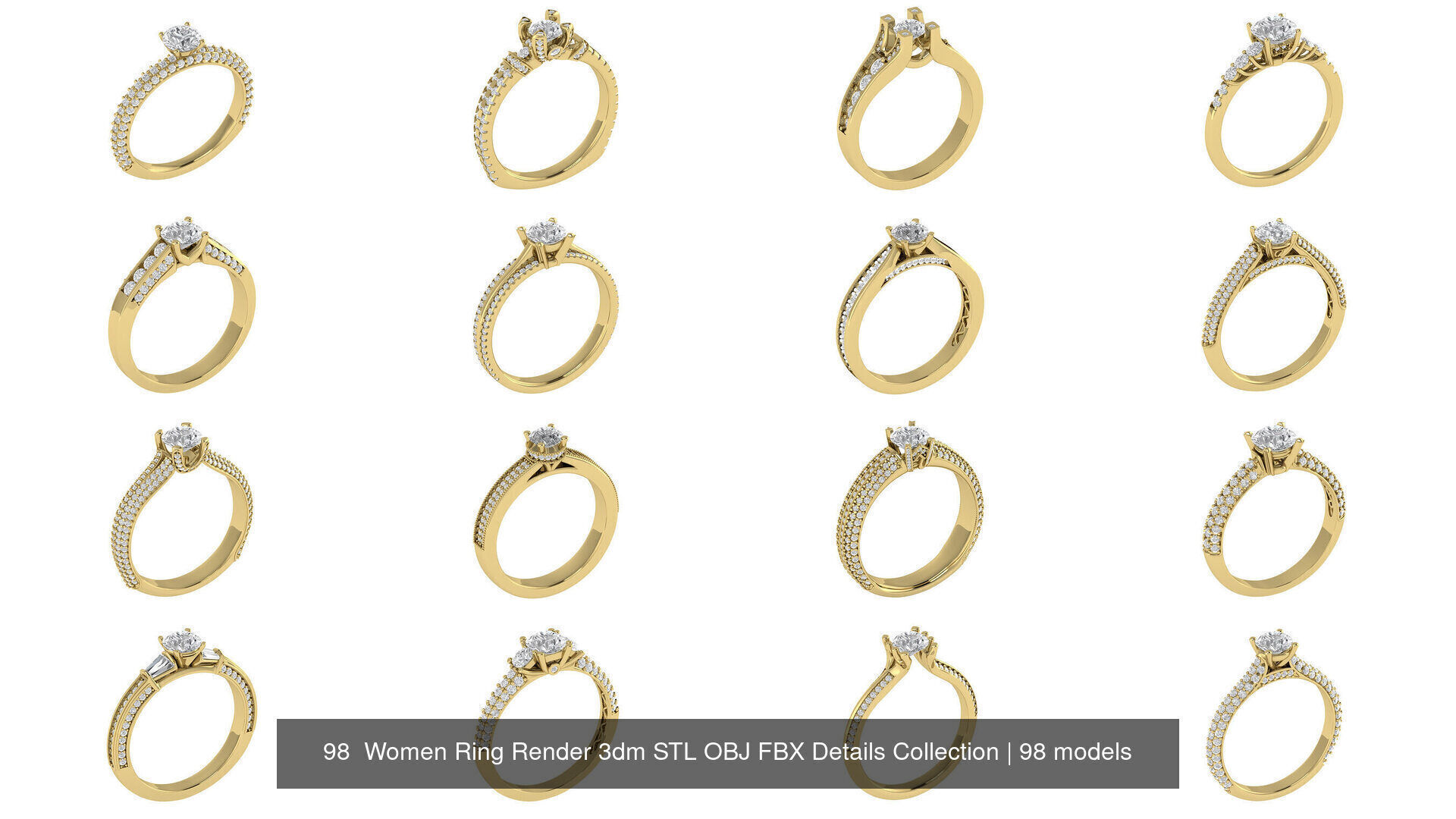 98 Women Ring Render 3dm STL OBJ FBX Details Collection _8