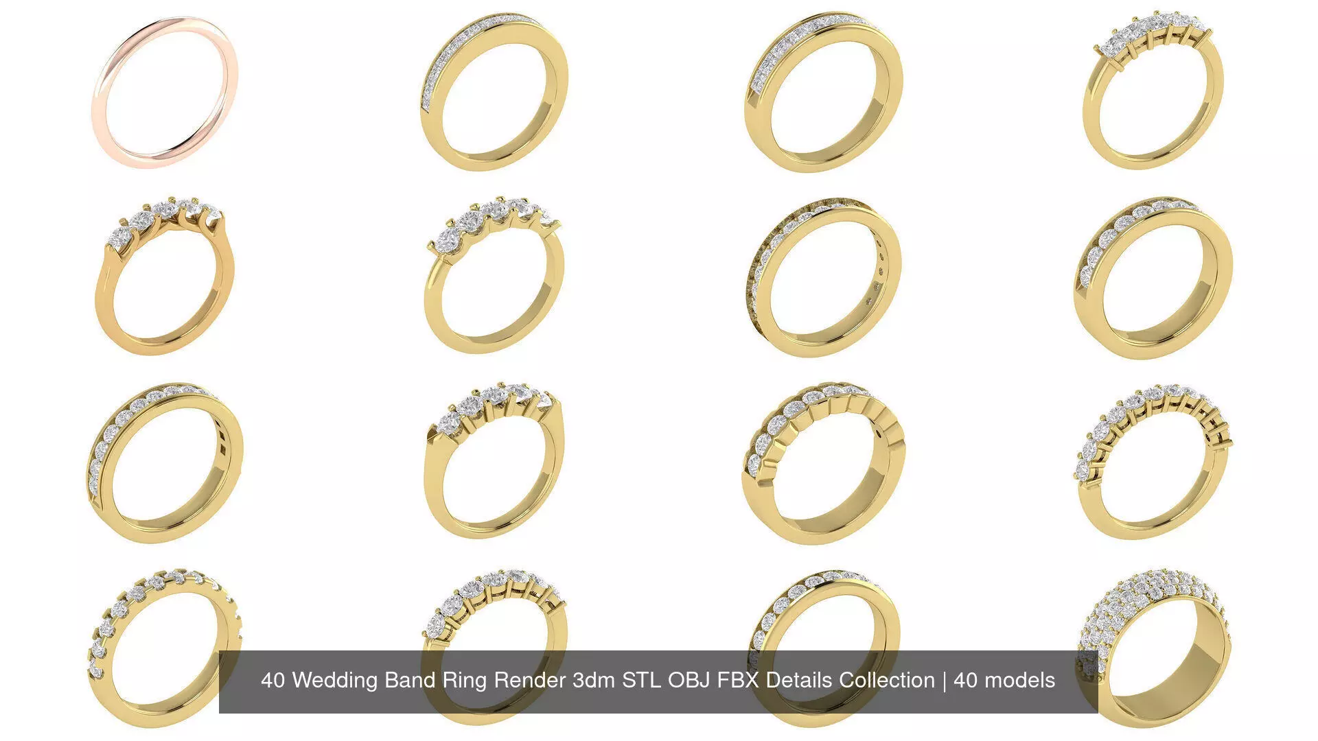 40 Wedding Band Ring Render 3dm STL OBJ FBX Details Collection _0