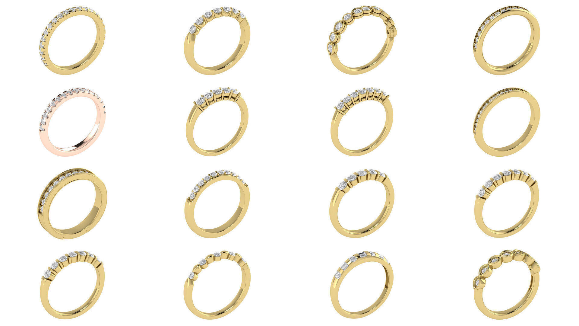 40 Wedding Band Ring Render 3dm STL OBJ FBX Details Collection _1