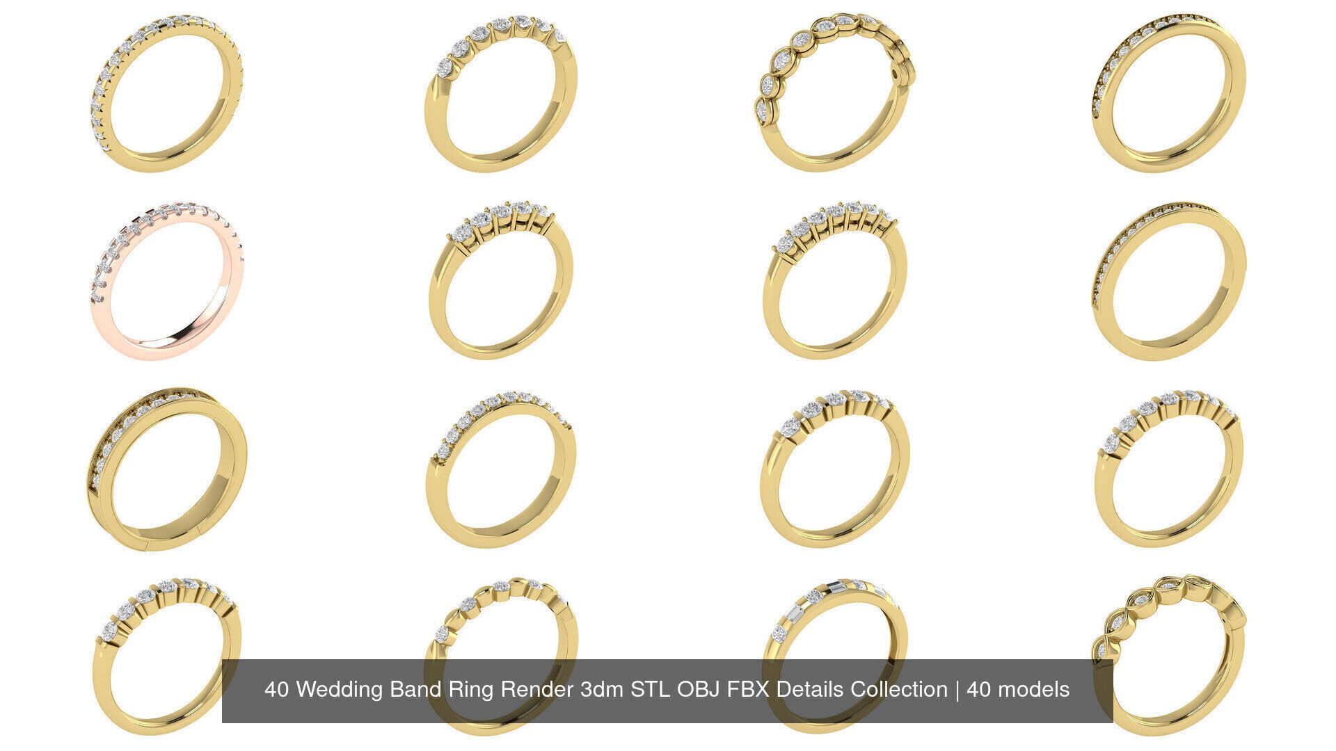 40 Wedding Band Ring Render 3dm STL OBJ FBX Details Collection _2