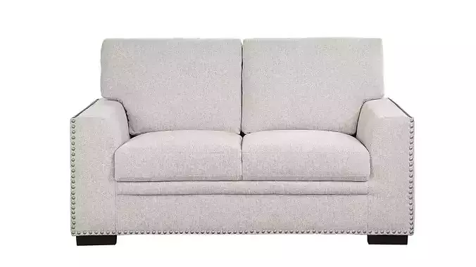 Lexicon Contemporary Wood Loveseat in Beige Chenille