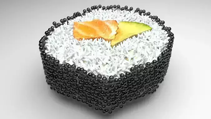 Sushi Roll With Black Caviars 3D model
