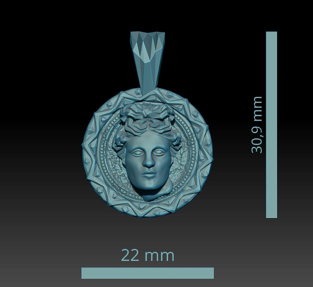 Apollo Coin Pendant For Print and Cast 3D Model 3D print model_15