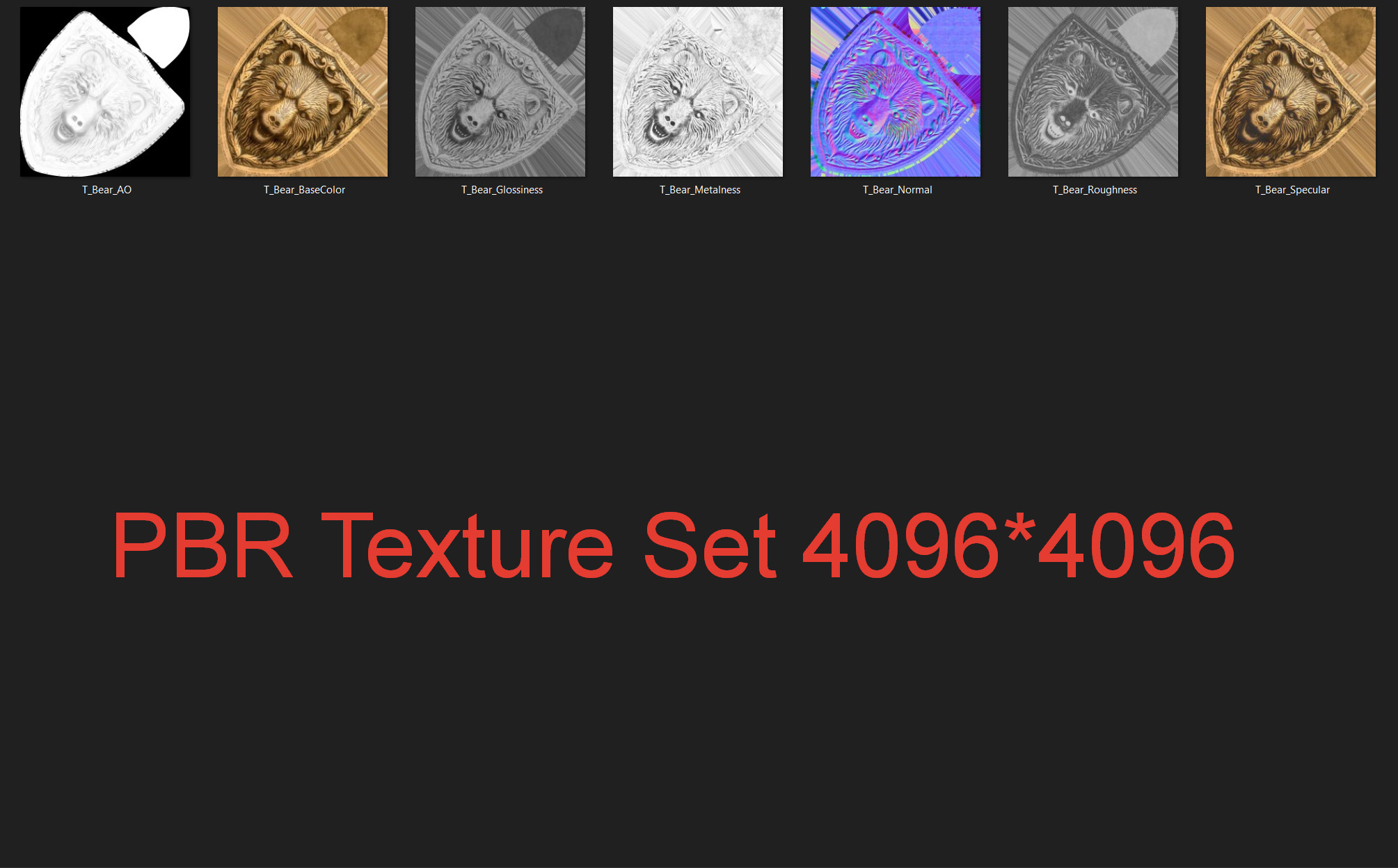 Bear Heraldic Emblem PBR Low-poly 3D model_9