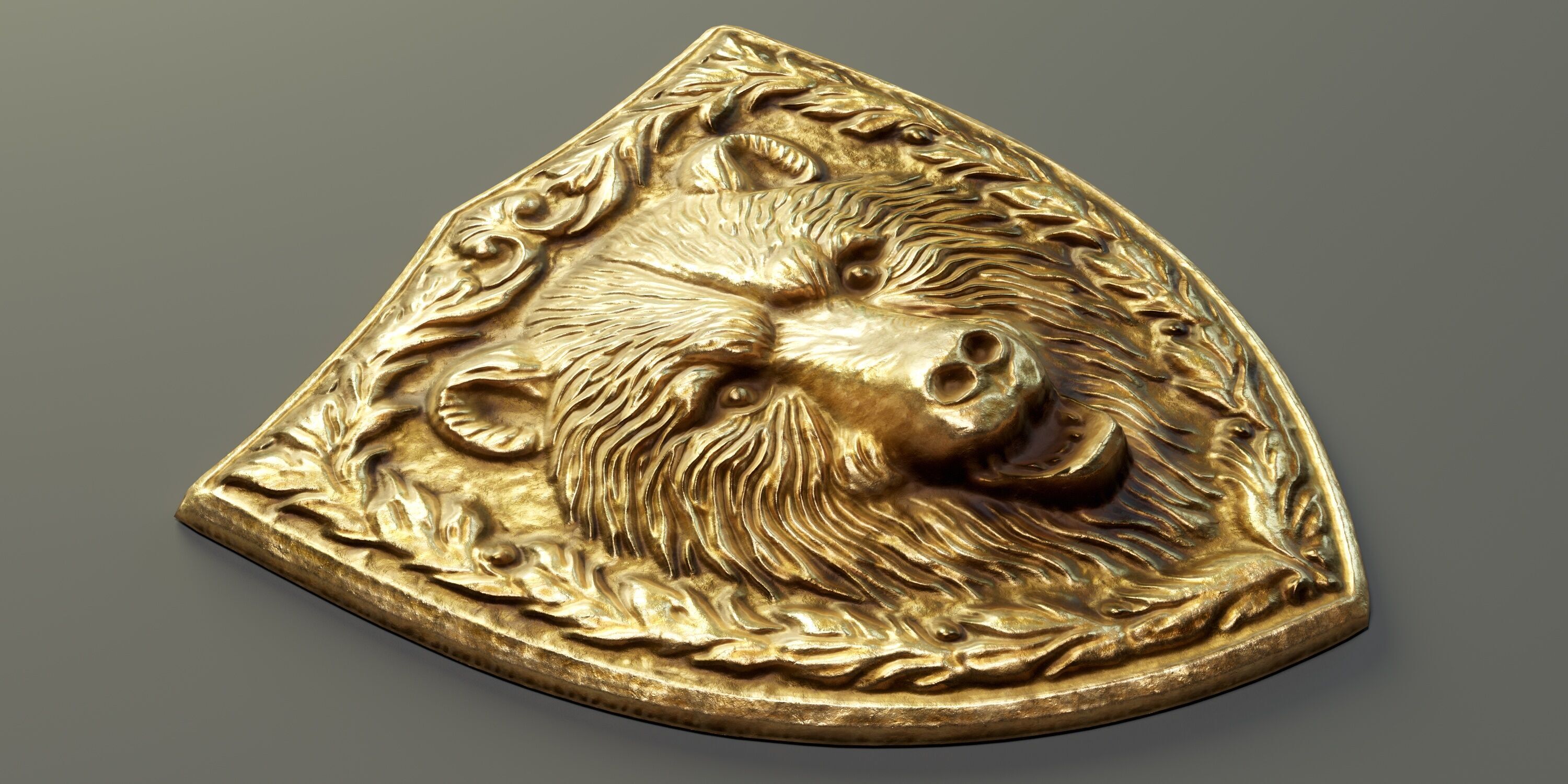 Bear Heraldic Emblem PBR Low-poly 3D model_2