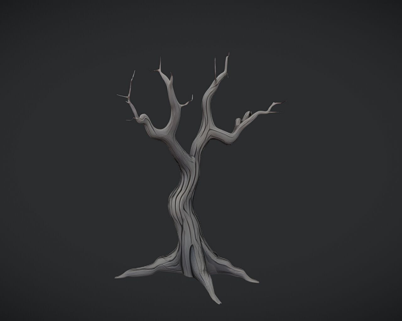 twisted barren tree 3D model_2