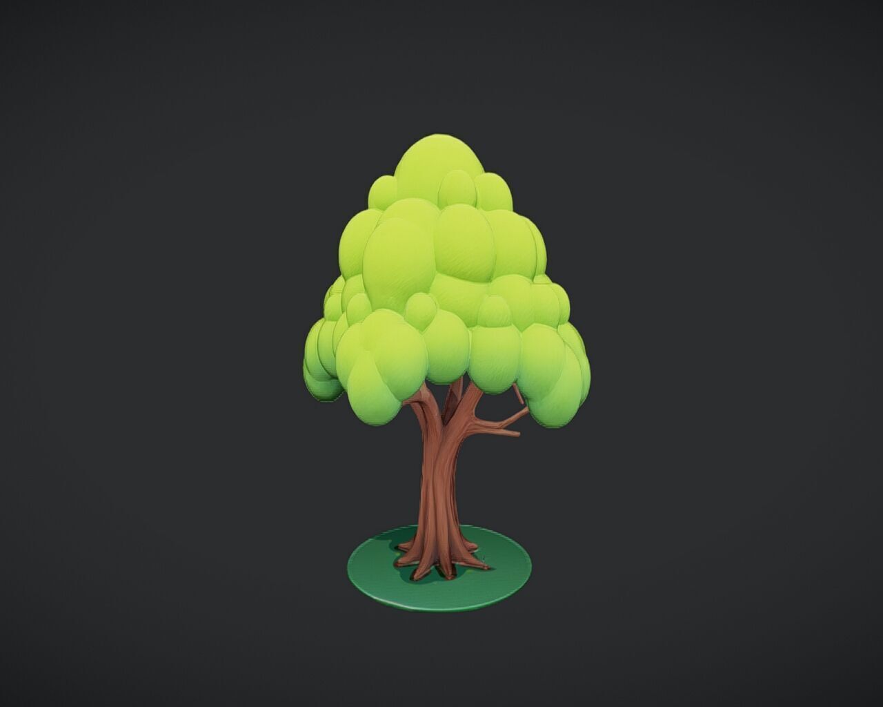Stylized cartoon tree 3D model_4