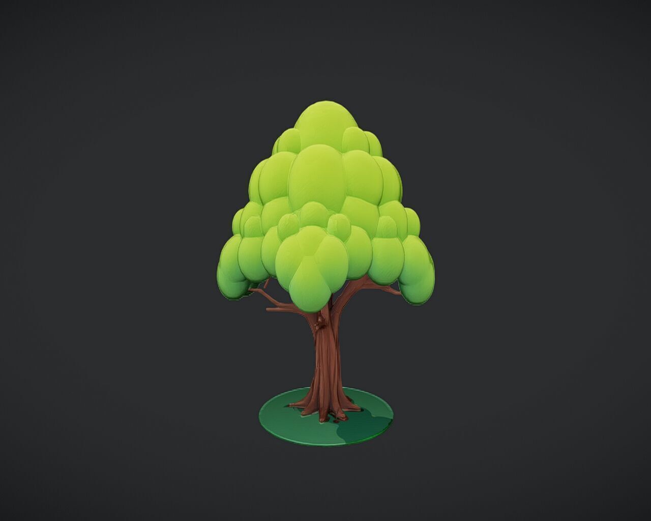 Stylized cartoon tree 3D model_3