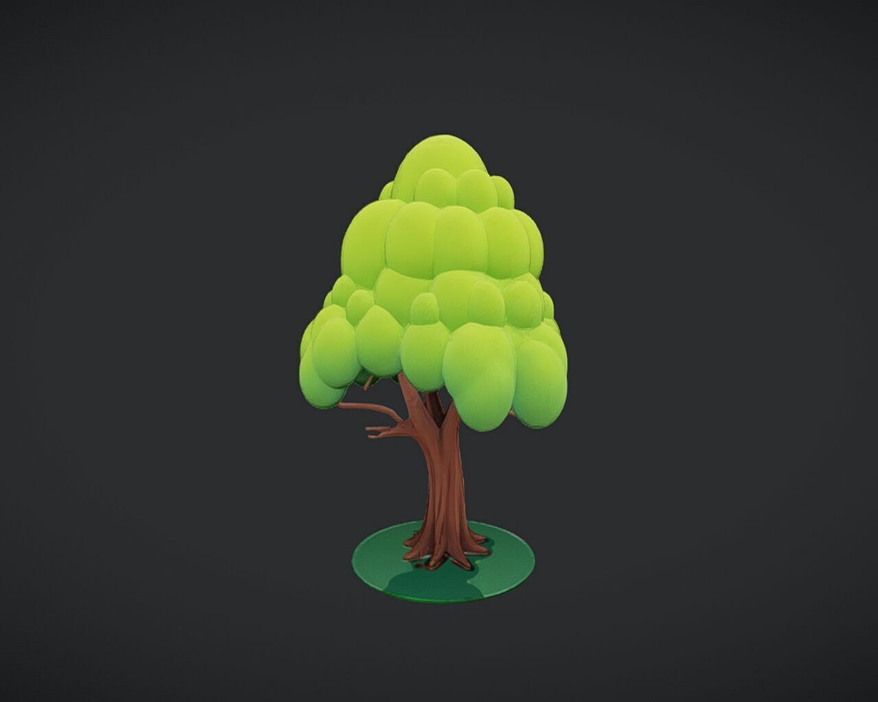 Stylized cartoon tree 3D model_2