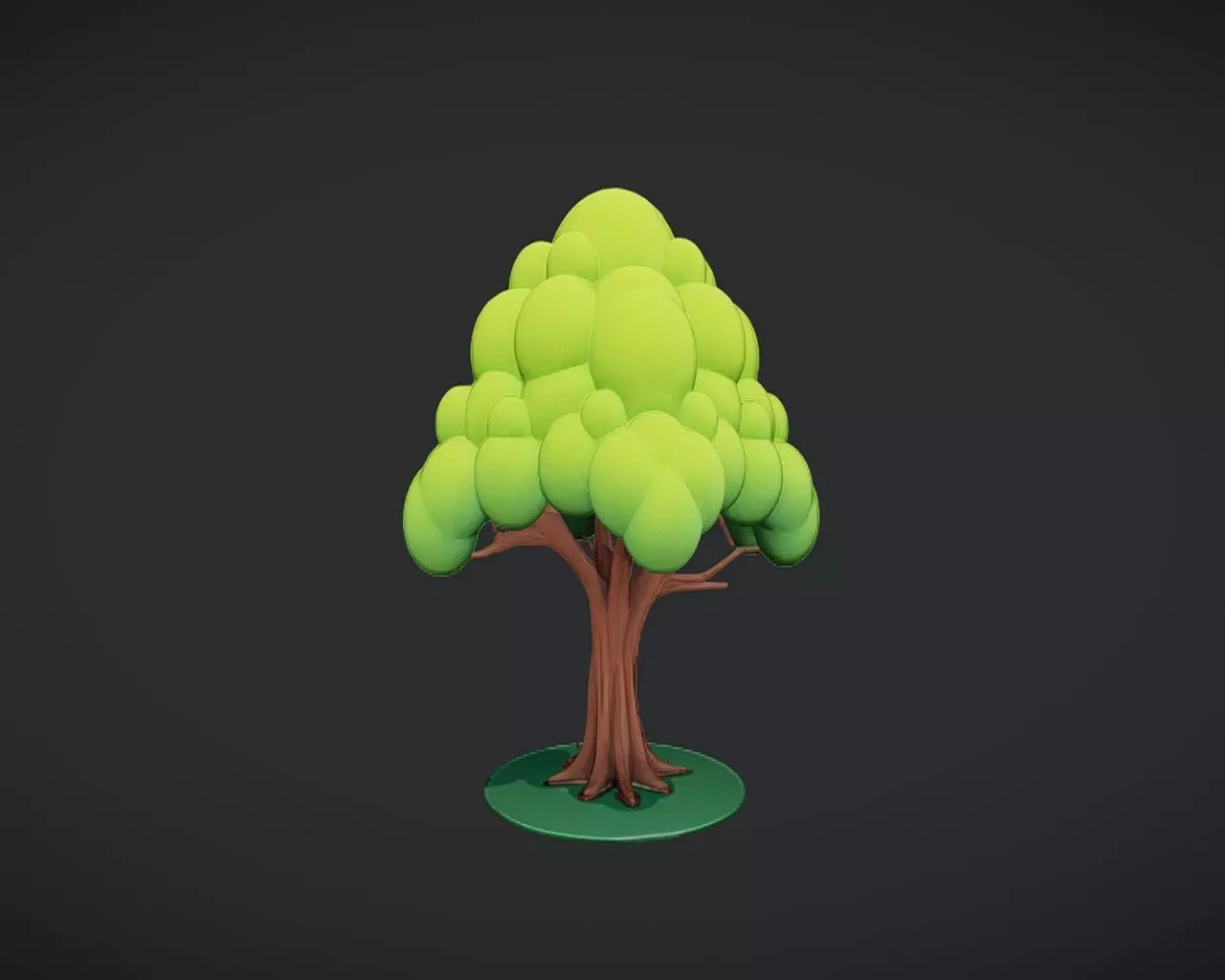 Stylized cartoon tree 3D model_0