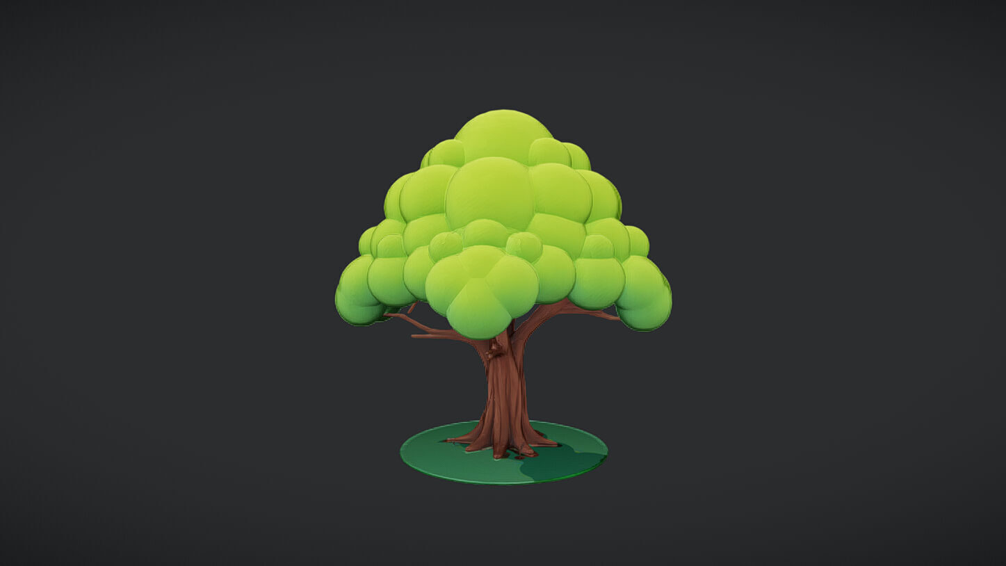 Stylized cartoon tree 3D model_8
