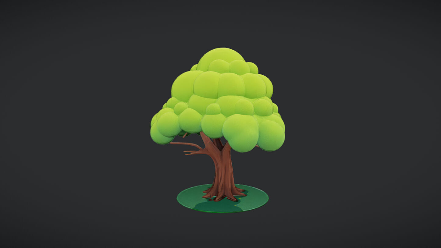 Stylized cartoon tree 3D model_7