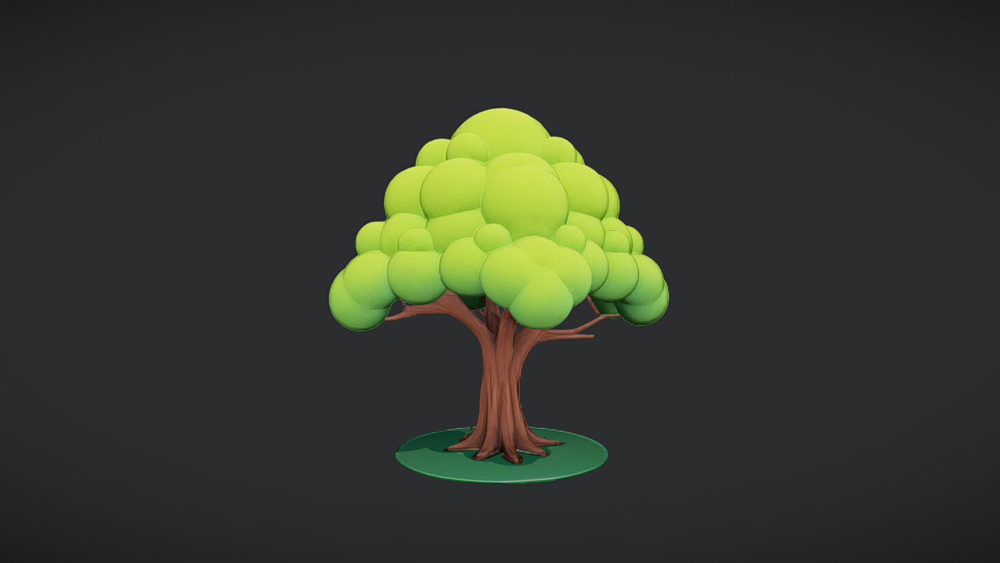 Stylized cartoon tree 3D model_5