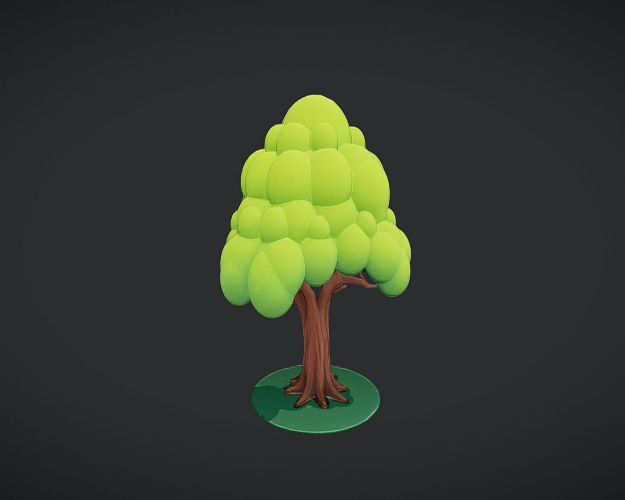 Stylized cartoon tree 3D model_1
