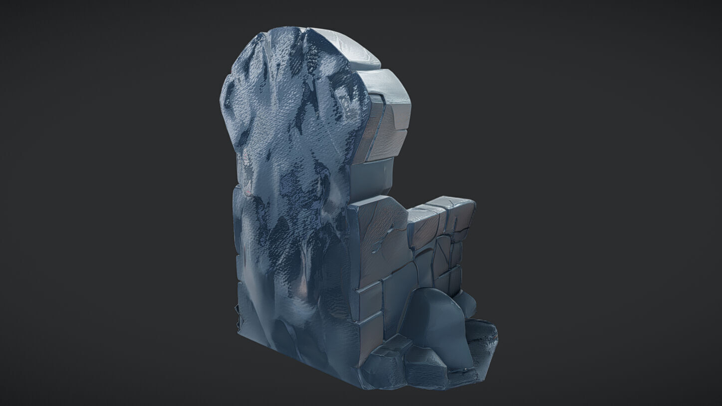 Stone throne with glowing cracks 3D model_7