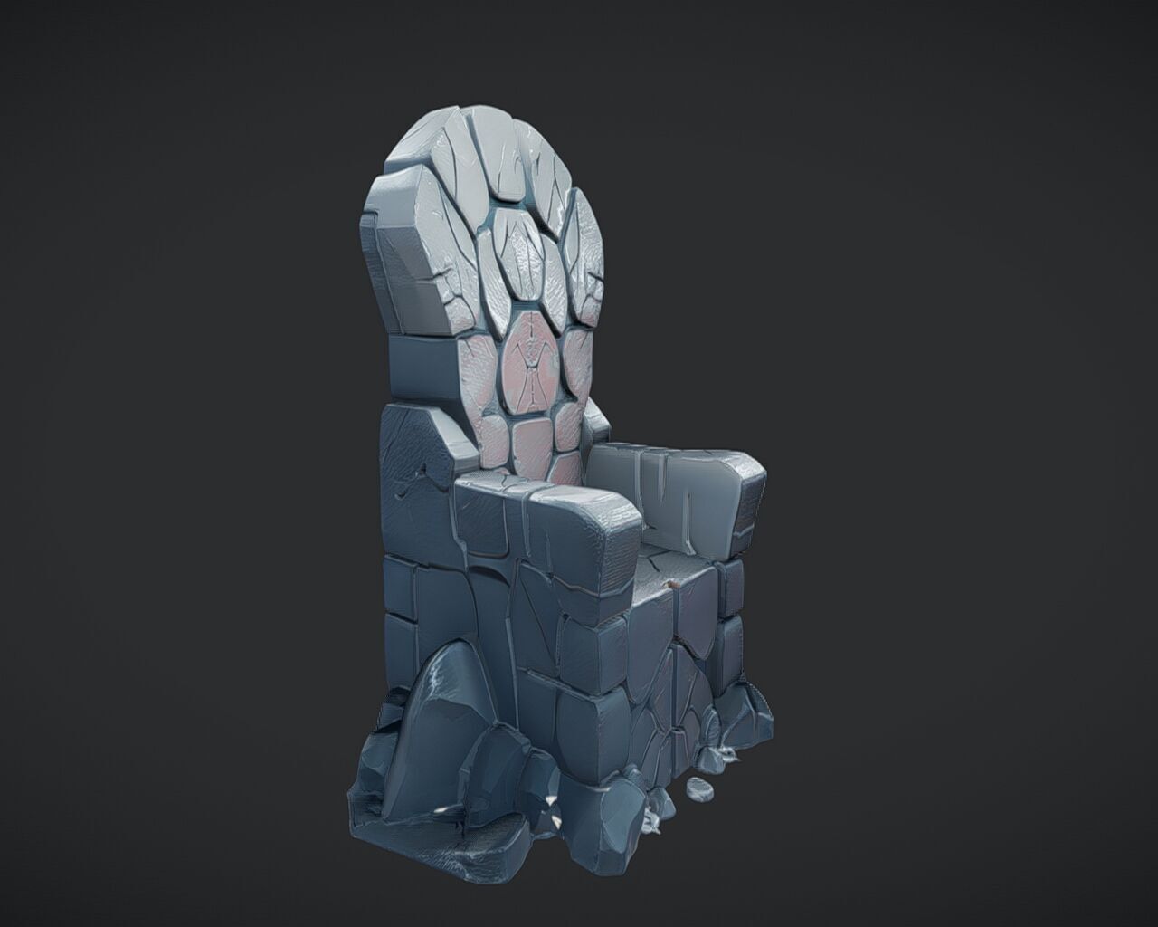 Stone throne with glowing cracks 3D model_1