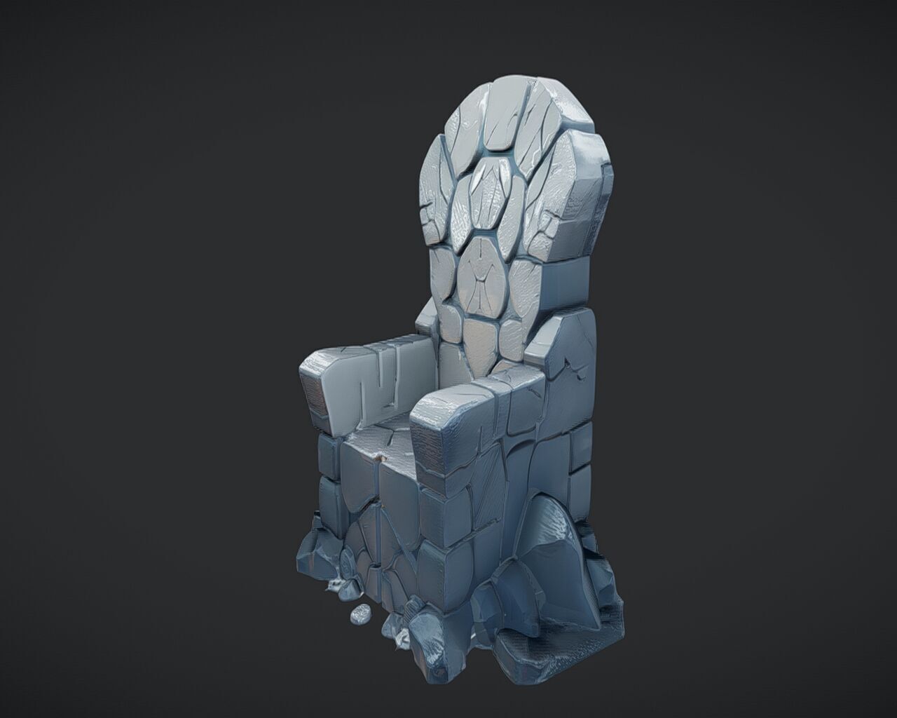 Stone throne with glowing cracks 3D model_3