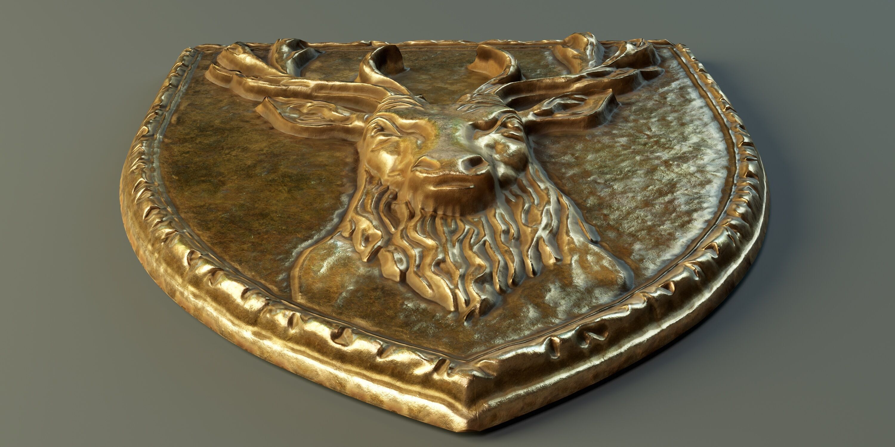 Deer Heraldic Emblem PBR Low-poly 3D model_5