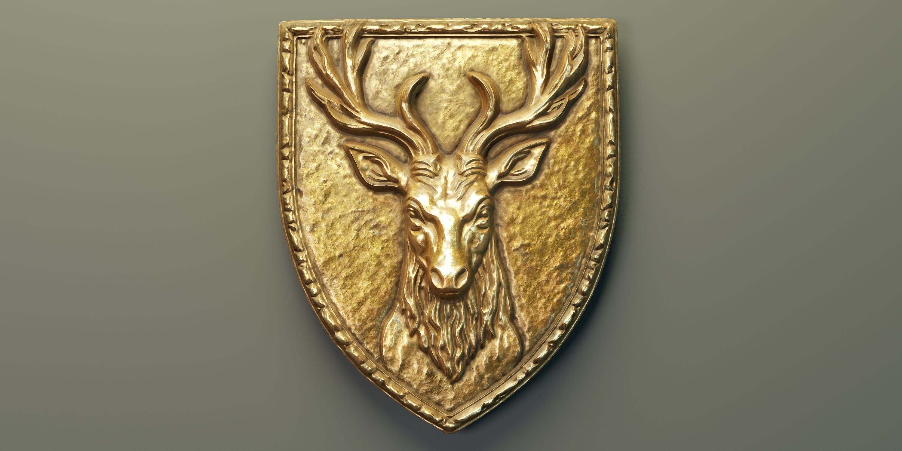 Deer Heraldic Emblem PBR Low-poly 3D model_1