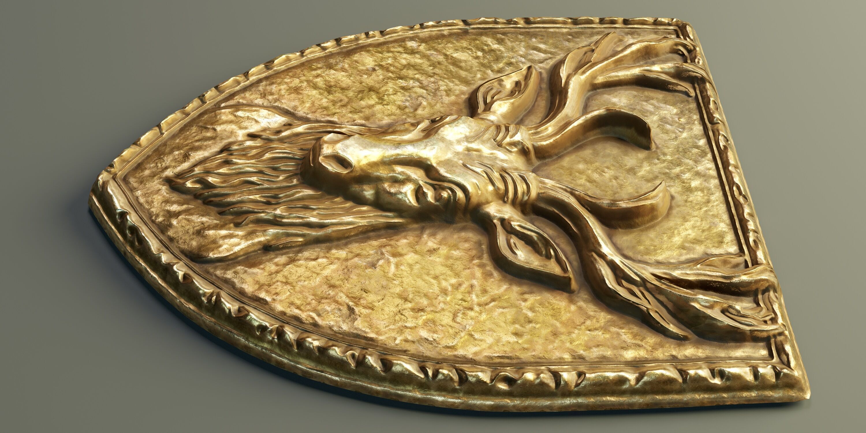 Deer Heraldic Emblem PBR Low-poly 3D model_3