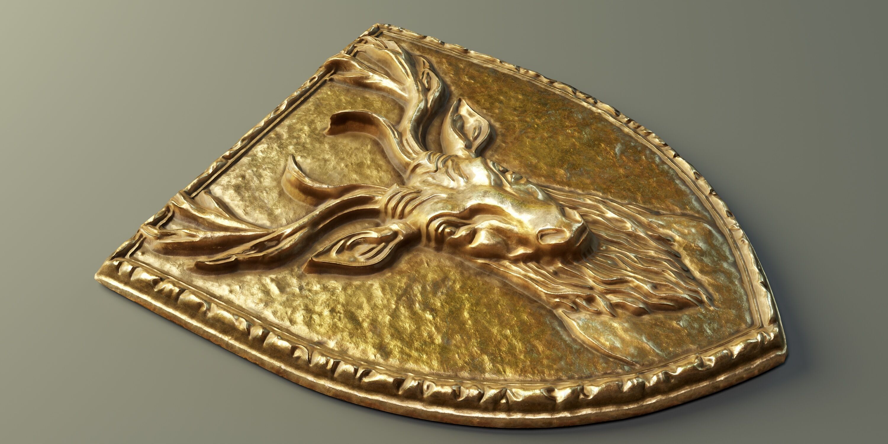 Deer Heraldic Emblem PBR Low-poly 3D model_2