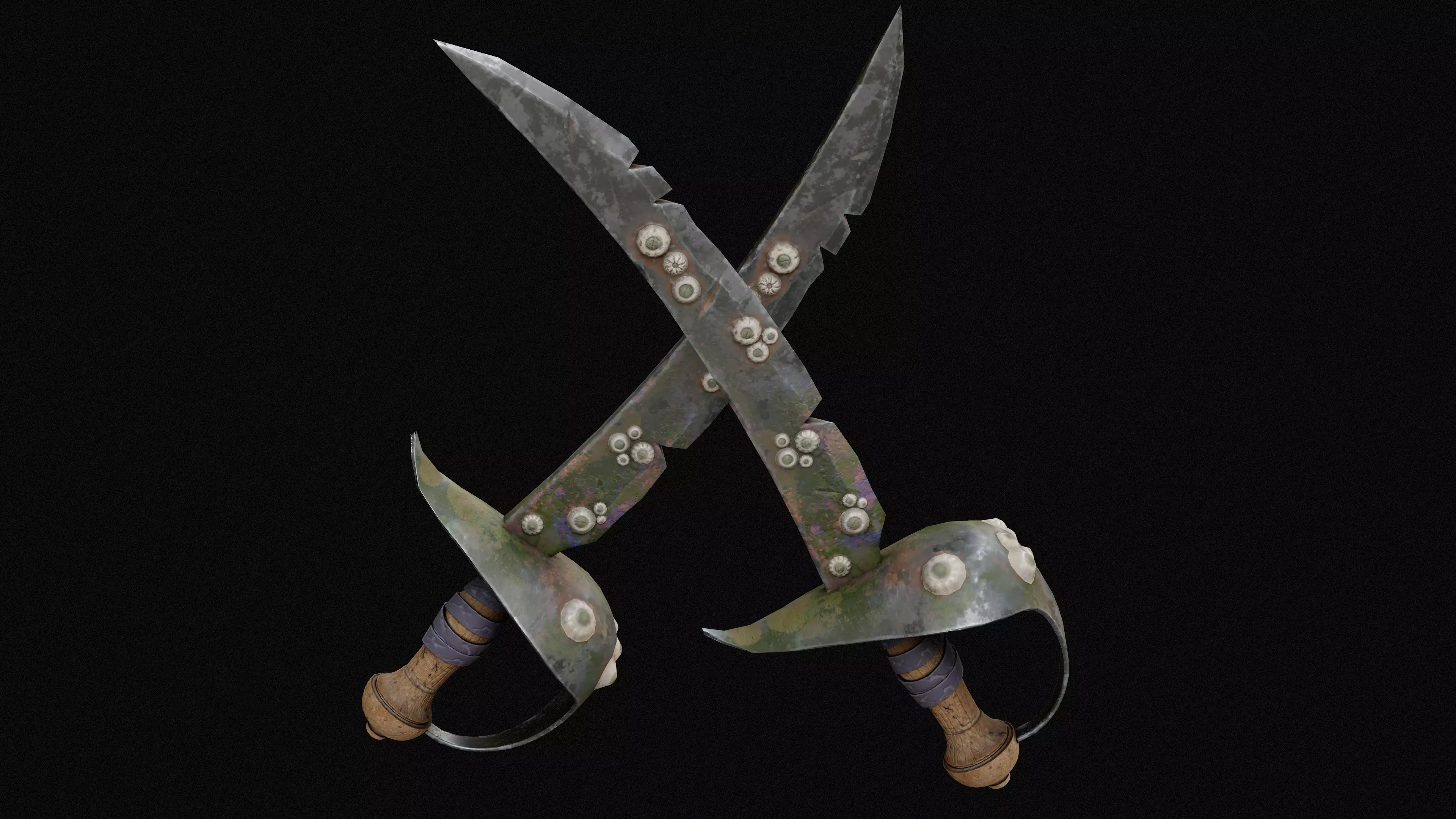 Stylized Barnacled Sword Game Ready Low-poly 3D model