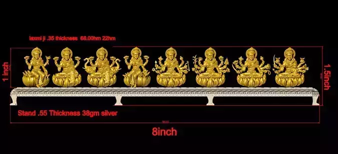 Asth laxmi with stand gold and silver 
