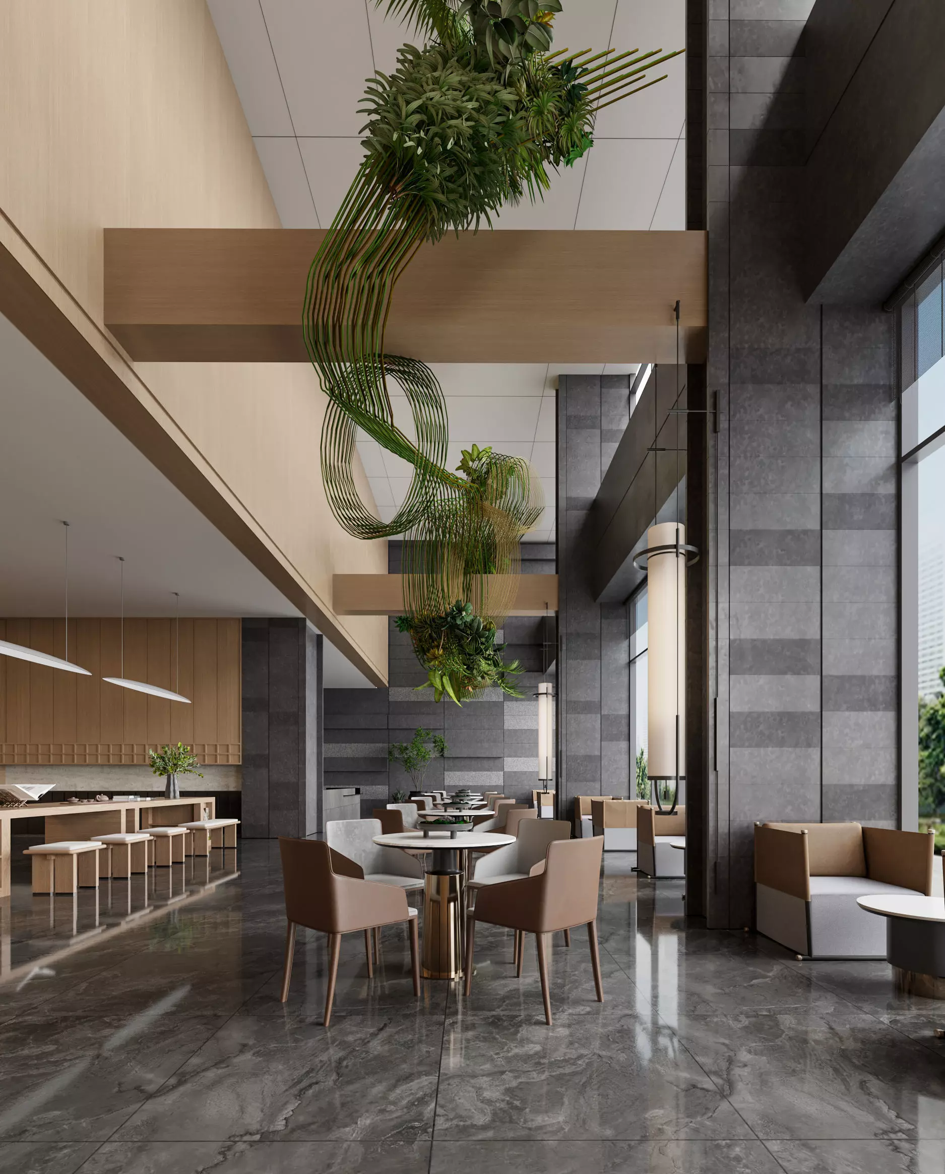 Modern reception lobby 3D model_0