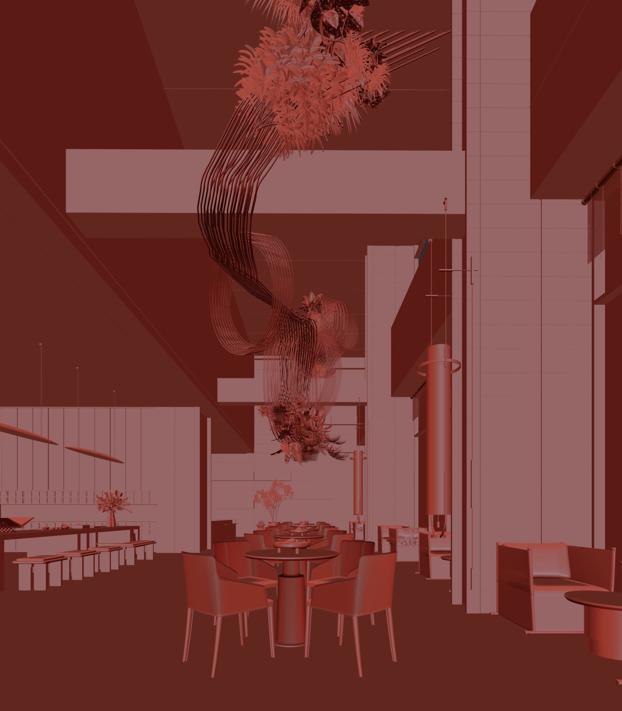 Modern reception lobby 3D model_2