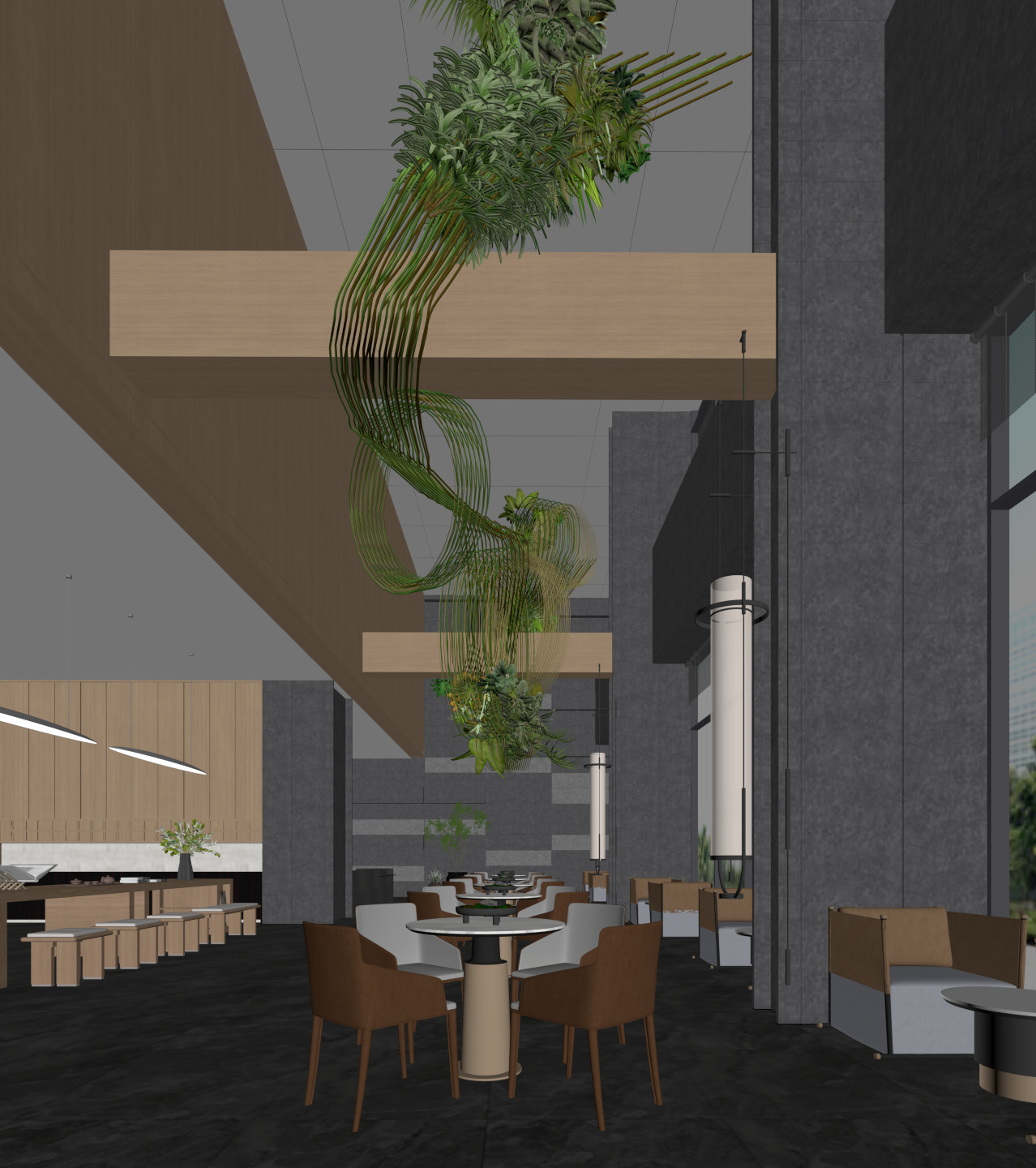 Modern reception lobby 3D model_1