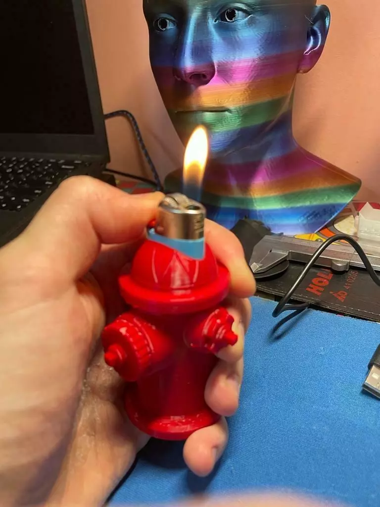 Flame Hydrant BIC Lighter Case in the Shape of a Fire Hydrant 3D print model_0