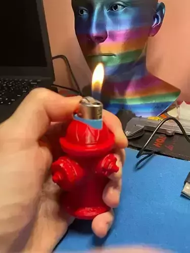 Flame Hydrant BIC Lighter Case in the Shape of a Fire Hydrant
