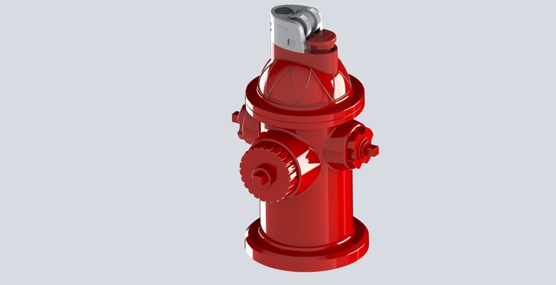 Flame Hydrant BIC Lighter Case in the Shape of a Fire Hydrant 3D print model_1