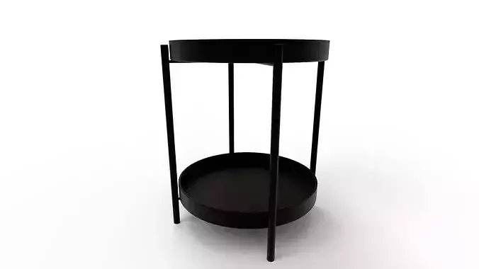 Tier Round Storage Side Table End Table 3D model 4