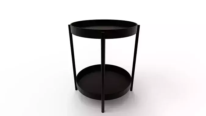 Tier Round Storage Side Table End Table 3D model 5